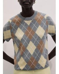 ME+EM - Cashmere Argyle Baby Tee - Lyst