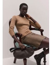 ME+EM - Barely There Jersey Stitch Crew Neck Dark Camel Melange - Lyst