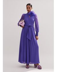 ME+EM - Silk Full-length Dress With Corsage + Belt - Lyst