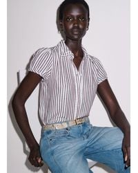 ME+EM - Cheesecloth Stripe Cap-Sleeve Blouse Soft-Pecan - Lyst