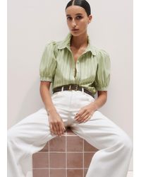 ME+EM - Cotton Stripe Lace Trim Blouse - Lyst