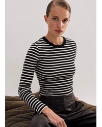 ME+EM - Cotton Stripe Rib Long Sleeve Top - Lyst