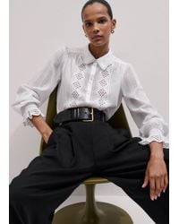 ME+EM - Cotton Broderie Detail Straight Shirt - Lyst