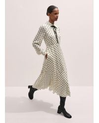 ME+EM - Silk Little Oak Leaf Print Midi Dress + Tie - Lyst