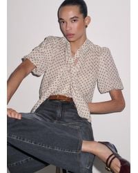 ME+EM - Silk Cotton Foulard Print Short Sleeve Blouse + Tie - Lyst