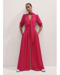 ME+EM - Silk Wide-Leg Jumpsuit + Tie - Lyst