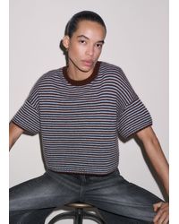 ME+EM - Wool Cashmere Silk Relaxed Crop Knit Tee Pecan-Chambray - Lyst
