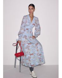 ME+EM - Silk Delicate Paisley Print Fit And Flare Maxi Dress/Multi - Lyst