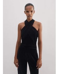 ME+EM - Fluid Velour Halterneck Top - Lyst