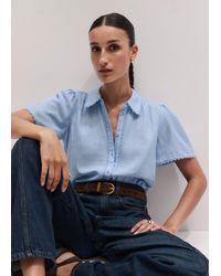 ME+EM - Cheesecloth Trim Detail Blouse Cloud - Lyst