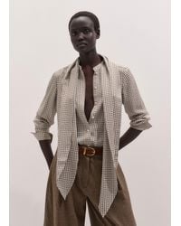 ME+EM - Squared Geo Print Blouse With Tie + Arm Adjuster Light Cream-Multi - Lyst