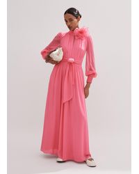 ME+EM - Silk Full-length Dress With Corsage + Belt - Lyst