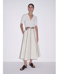 ME+EM - Mixed Media Fit And Flare Midi Dress + Belt Light Cream - Lyst