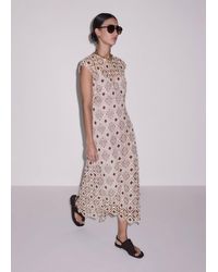 ME+EM - Graphic Cotton Lace Slim Maxi Dress Rosewood-Cream - Lyst