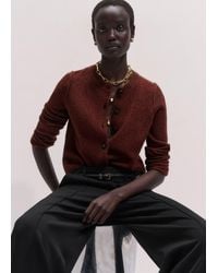 ME+EM - Wool Yak Blend Straight Knit Cardigan Pecan Melange - Lyst