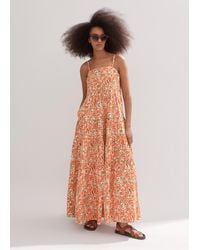 ME+EM - Cotton Graphic Floral Print Full-length Dress - Lyst