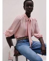 ME+EM - Silk Feminine Embroidered Straight Blouse + Tie - Lyst