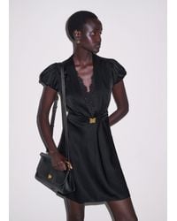 ME+EM - Satin Draped Cocktail Mini Dress + Modesty Panel - Lyst