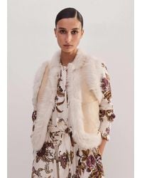 ME+EM - Shearling Reversible Cropped Gilet Cream/Natural - Lyst