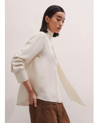 ME+EM - Silk Topstitched High Neck Blouse + Tie - Lyst