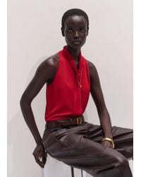 ME+EM - Silk V-Neck Camisole Top + Tie Ruby - Lyst