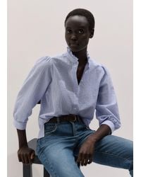 ME+EM - Seersucker Striped Blouse-Soft - Lyst