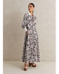 ME+EM - Lace Flower Print Shirt Maxi Dress + Belt - Lyst