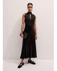 ME+EM - Silk Blend Velvet Lace Panel Maxi Dress - Lyst