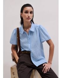 ME+EM - Cheesecloth Trim Detail Blouse Cloud - Lyst