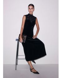 ME+EM - Silk Blend Velvet Embroidered Midi Dress - Lyst