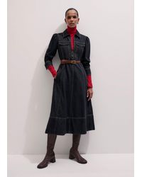 ME+EM - Denim Zip Front Midi Dress - Lyst