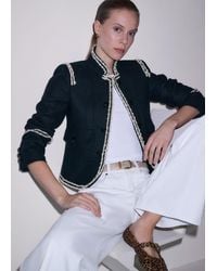 ME+EM - Contrast-Trim Fitted Wool-Blend Jacket - Lyst
