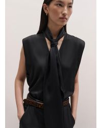 ME+EM - Satin V Neck Shell Top + Tie - Lyst