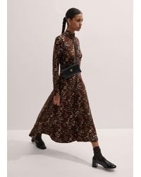 ME+EM - Twisting Feather Print High Neck Maxi Dress - Lyst