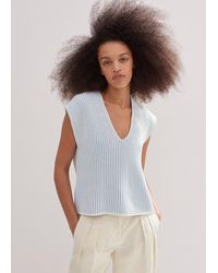 ME+EM - Soft-touch Rib Cotton Knit Sweater Vest - Lyst