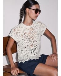 ME+EM - Cotton Lace Crochet Cropped Top + Cami - Lyst