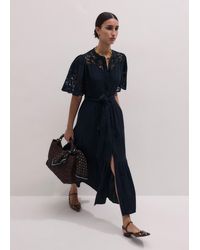 ME+EM - Cheesecloth Embroidered Maxi Dress + Belt - Lyst