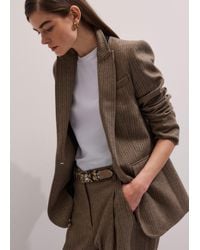 ME+EM - Pinstripe Sharp Shoulder Blazer Mocha - Lyst