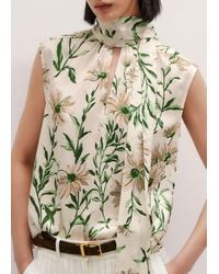 ME+EM - Silk Satin Growing Daisy Print Top + Tie - Lyst