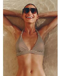 ME+EM - Microstripe Halterneck Bikini Top Cinnamon-Cream - Lyst
