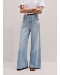 ME+EM - Micro Stripe Ultimate Wide-Leg Jean Ecru- Wash - Lyst