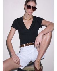 ME+EM - Ultimate Fitted Rib V-Neck Tee - Lyst
