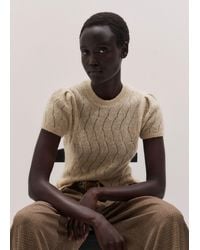 ME+EM - Lofty Pointelle Slim Knit Tee Latte Melange - Lyst