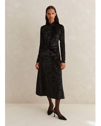 ME+EM - Crushed Stretch Velvet Fit And Flare Maxi Dress - Lyst