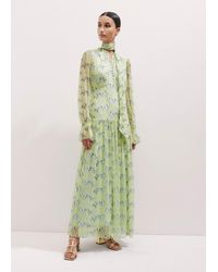 ME+EM - Silk Tulip Print Full Length Dress + Tie - Lyst