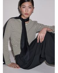 ME+EM - Textured Stripe Puff Sleeve Top Cream - Lyst