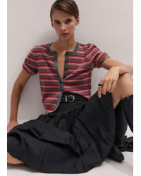 ME+EM - Pouf Sleeve Striped Cashmere Button Through Tee - Lyst