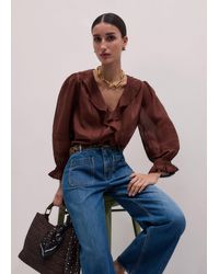 ME+EM - Cotton Voile Ruffle Blouse - Lyst