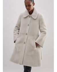 ME+EM - Luxe Shearling Leather-Mix Swing Coat - Lyst