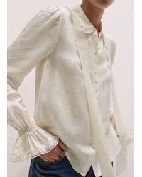 ME+EM - Fluid Jacquard And Lace Trim Blouse + Tie - Lyst